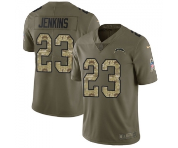 Men's Nike Los Angeles Chargers #23 Rayshawn Jenkins Limited Olive Camo 2017 Salute to Service NFL Jersey