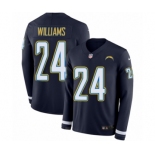 Men's Nike Los Angeles Chargers #24 Trevor Williams Limited Navy Blue Therma Long Sleeve NFL Jersey