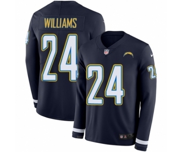 Men's Nike Los Angeles Chargers #24 Trevor Williams Limited Navy Blue Therma Long Sleeve NFL Jersey