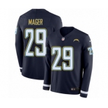 Men's Nike Los Angeles Chargers #29 Craig Mager Limited Navy Blue Therma Long Sleeve NFL Jersey