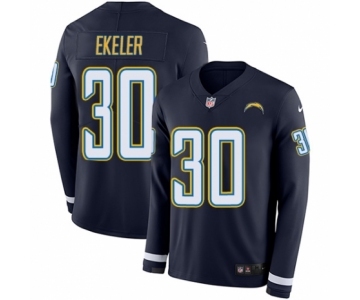 Men's Nike Los Angeles Chargers #30 Austin Ekeler Limited Navy Blue Therma Long Sleeve NFL Jersey