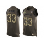 Men's Nike Los Angeles Chargers #33 Rayshawn Jenkins Limited Green Salute to Service Tank Top NFL Jersey