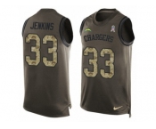 Men's Nike Los Angeles Chargers #33 Rayshawn Jenkins Limited Green Salute to Service Tank Top NFL Jersey