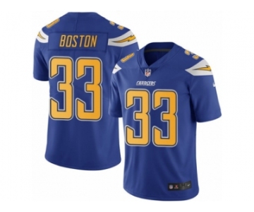 Men's Nike Los Angeles Chargers #33 Tre Boston Limited Electric Blue Rush NFL Jersey