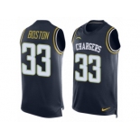 Men's Nike Los Angeles Chargers #33 Tre Boston Limited Navy Blue Player Name & Number Tank Top NFL Jersey