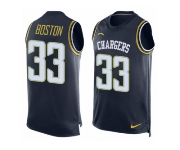 Men's Nike Los Angeles Chargers #33 Tre Boston Limited Navy Blue Player Name & Number Tank Top NFL Jersey