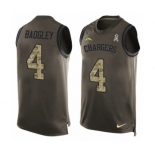 Men's Nike Los Angeles Chargers #4 Michael Badgley Limited Green Salute to Service Tank Top NFL Jersey