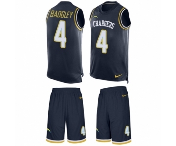 Men's Nike Los Angeles Chargers #4 Michael Badgley Limited Navy Blue Tank Top Suit NFL Jersey