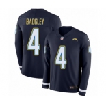 Men's Nike Los Angeles Chargers #4 Michael Badgley Limited Navy Blue Therma Long Sleeve NFL Jersey