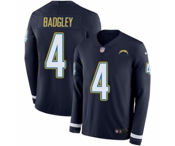 Men's Nike Los Angeles Chargers #4 Michael Badgley Limited Navy Blue Therma Long Sleeve NFL Jersey