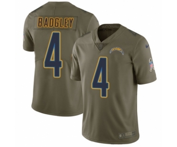 Men's Nike Los Angeles Chargers #4 Michael Badgley Limited Olive 2017 Salute to Service NFL Jersey