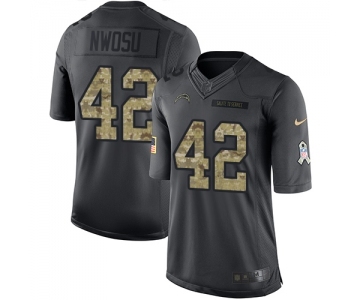 Men's Nike Los Angeles Chargers #42 Uchenna Nwosu Limited Black 2016 Salute to Service NFL Jersey