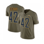 Men's Nike Los Angeles Chargers #42 Uchenna Nwosu Limited Olive 2017 Salute to Service NFL Jersey