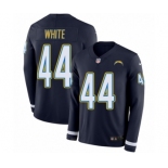 Men's Nike Los Angeles Chargers #44 Kyzir White Limited Navy Blue Therma Long Sleeve NFL Jersey