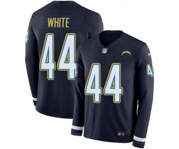 Men's Nike Los Angeles Chargers #44 Kyzir White Limited Navy Blue Therma Long Sleeve NFL Jersey