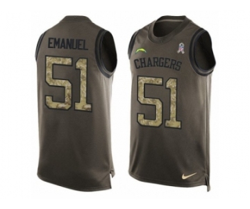 Men's Nike Los Angeles Chargers #51 Kyle Emanuel Limited Green Salute to Service Tank Top NFL Jersey