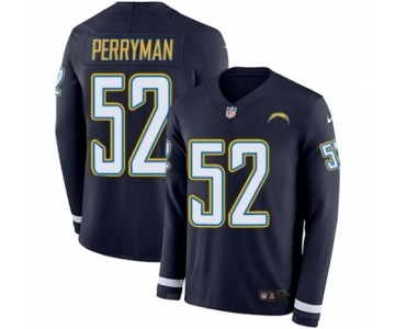 Men's Nike Los Angeles Chargers #52 Denzel Perryman Limited Navy Blue Therma Long Sleeve NFL Jersey