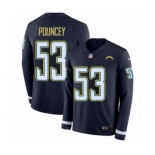 Men's Nike Los Angeles Chargers #53 Mike Pouncey Limited Navy Blue Therma Long Sleeve NFL Jersey