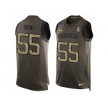 Men's Nike Los Angeles Chargers #55 Junior Seau Limited Green Salute to Service Tank Top NFL Jersey