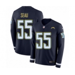 Men's Nike Los Angeles Chargers #55 Junior Seau Limited Navy Blue Therma Long Sleeve NFL Jersey