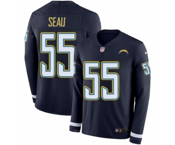 Men's Nike Los Angeles Chargers #55 Junior Seau Limited Navy Blue Therma Long Sleeve NFL Jersey