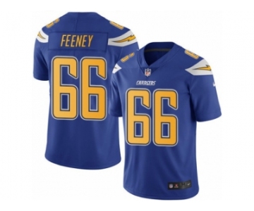 Men's Nike Los Angeles Chargers #66 Dan Feeney Limited Electric Blue Rush NFL Jersey