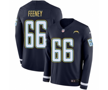 Men's Nike Los Angeles Chargers #66 Dan Feeney Limited Navy Blue Therma Long Sleeve NFL Jersey