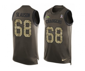 Men's Nike Los Angeles Chargers #68 Matt Slauson Limited Green Salute to Service Tank Top NFL Jersey