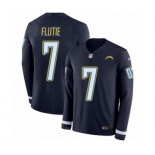 Men's Nike Los Angeles Chargers #7 Doug Flutie Limited Navy Blue Therma Long Sleeve NFL Jersey