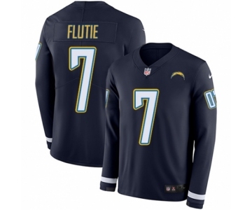 Men's Nike Los Angeles Chargers #7 Doug Flutie Limited Navy Blue Therma Long Sleeve NFL Jersey