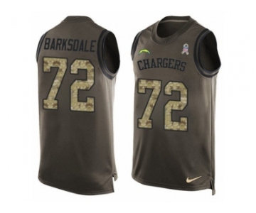 Men's Nike Los Angeles Chargers #72 Joe Barksdale Limited Green Salute to Service Tank Top NFL Jersey