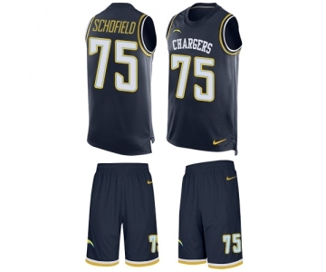 Men's Nike Los Angeles Chargers #75 Michael Schofield Limited Navy Blue Tank Top Suit NFL Jersey