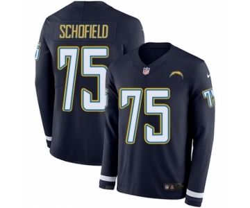 Men's Nike Los Angeles Chargers #75 Michael Schofield Limited Navy Blue Therma Long Sleeve NFL Jersey