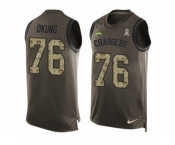 Men's Nike Los Angeles Chargers #76 Russell Okung Limited Green Salute to Service Tank Top NFL Jersey