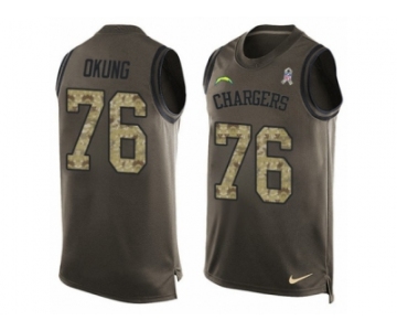 Men's Nike Los Angeles Chargers #76 Russell Okung Limited Green Salute to Service Tank Top NFL Jersey