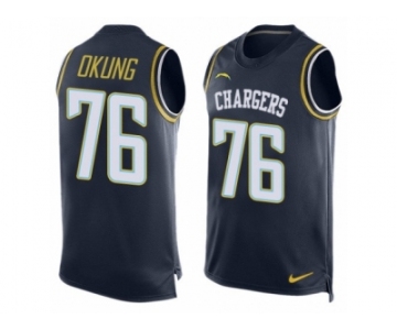 Men's Nike Los Angeles Chargers #76 Russell Okung Limited Navy Blue Player Name & Number Tank Top NFL Jersey