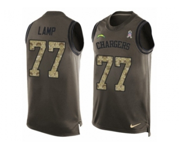 Men's Nike Los Angeles Chargers #77 Forrest Lamp Limited Green Salute to Service Tank Top NFL Jersey