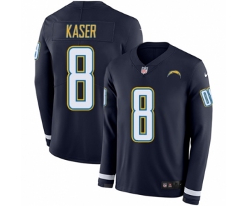 Men's Nike Los Angeles Chargers #8 Drew Kaser Limited Navy Blue Therma Long Sleeve NFL Jersey