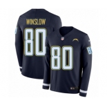 Men's Nike Los Angeles Chargers #80 Kellen Winslow Limited Navy Blue Therma Long Sleeve NFL Jersey