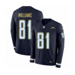 Men's Nike Los Angeles Chargers #81 Mike Williams Limited Navy Blue Therma Long Sleeve NFL Jersey