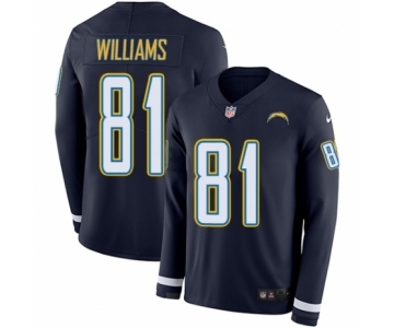 Men's Nike Los Angeles Chargers #81 Mike Williams Limited Navy Blue Therma Long Sleeve NFL Jersey