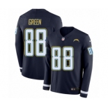 Men's Nike Los Angeles Chargers #88 Virgil Green Limited Navy Blue Therma Long Sleeve NFL Jersey