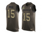 Men's Nike San Diego Chargers #15 Dontrelle Inman Limited Green Salute to Service Tank Top NFL Jersey