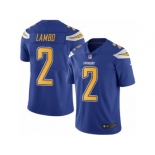 Men's Nike San Diego Chargers #2 Josh Lambo Limited Electric Blue Rush NFL Jersey