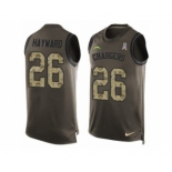 Men's Nike San Diego Chargers #26 Casey Hayward Limited Green Salute to Service Tank Top NFL Jersey