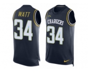 Men's Nike San Diego Chargers #34 Derek Watt Limited Navy Blue Player Name & Number Tank Top NFL Jersey