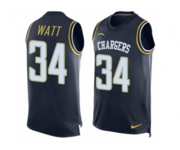 Men's Nike San Diego Chargers #34 Derek Watt Limited Navy Blue Player Name & Number Tank Top NFL Jersey