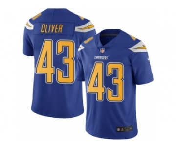 Men's Nike San Diego Chargers #43 Branden Oliver Limited Electric Blue Rush NFL Jersey