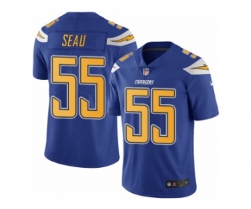 Men's Nike San Diego Chargers #55 Junior Seau Limited Electric Blue Rush NFL Jersey