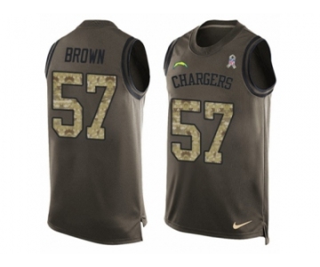 Men's Nike San Diego Chargers #57 Jatavis Brown Limited Green Salute to Service Tank Top NFL Jersey